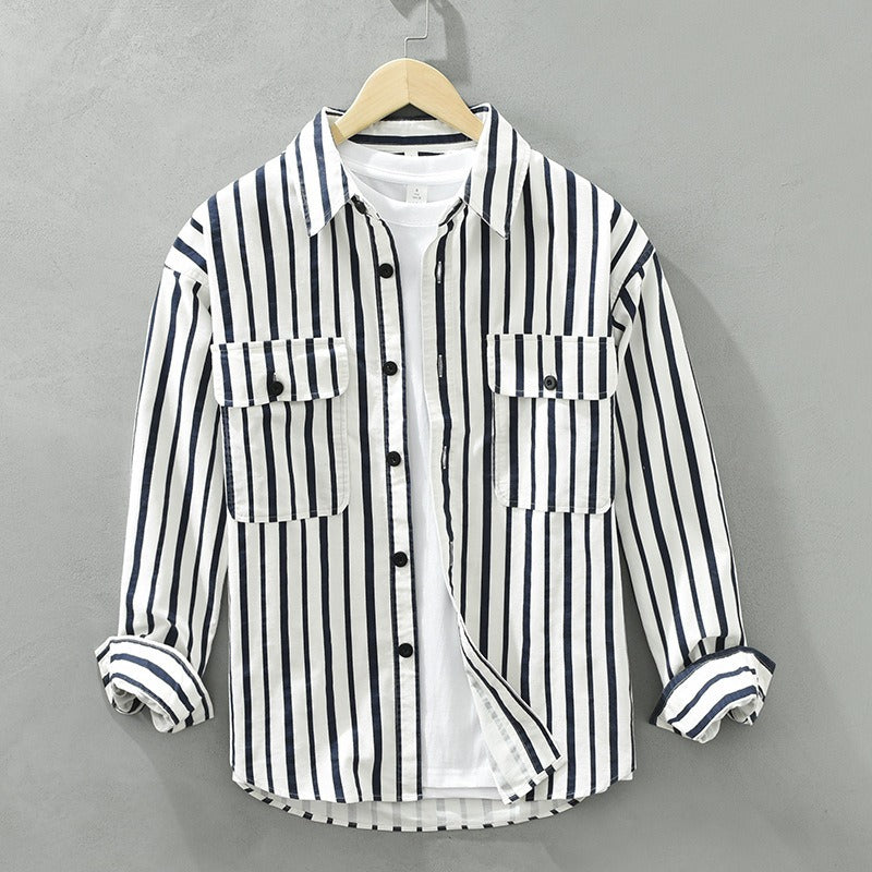 Camisa casual para hombre de algodón a rayas estilo relajado - Damián