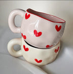 Taza de cerámica para hogar motivo corazones