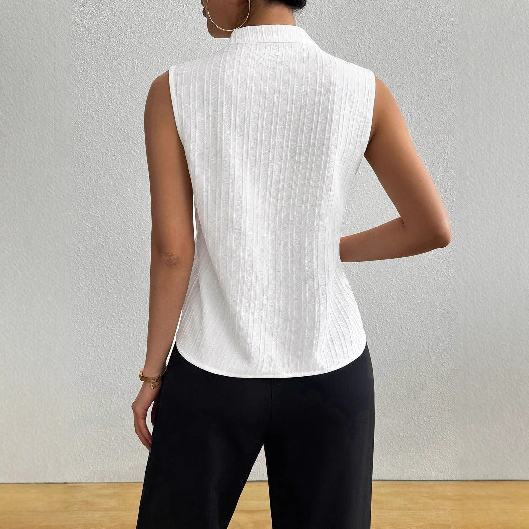 Blusa sin mangas para mujer tejido acanalado escote en V - Anouk