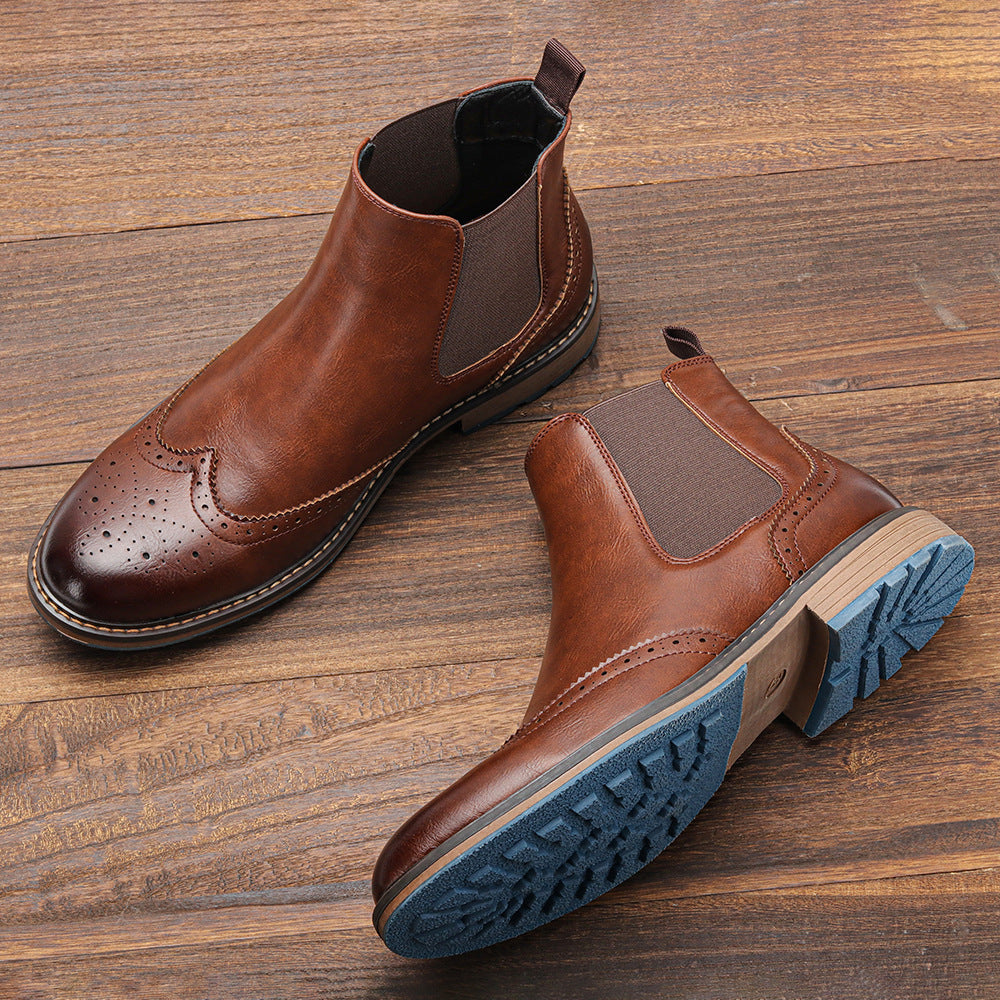 Botines brogue de cuero tallado para hombre - Alrik