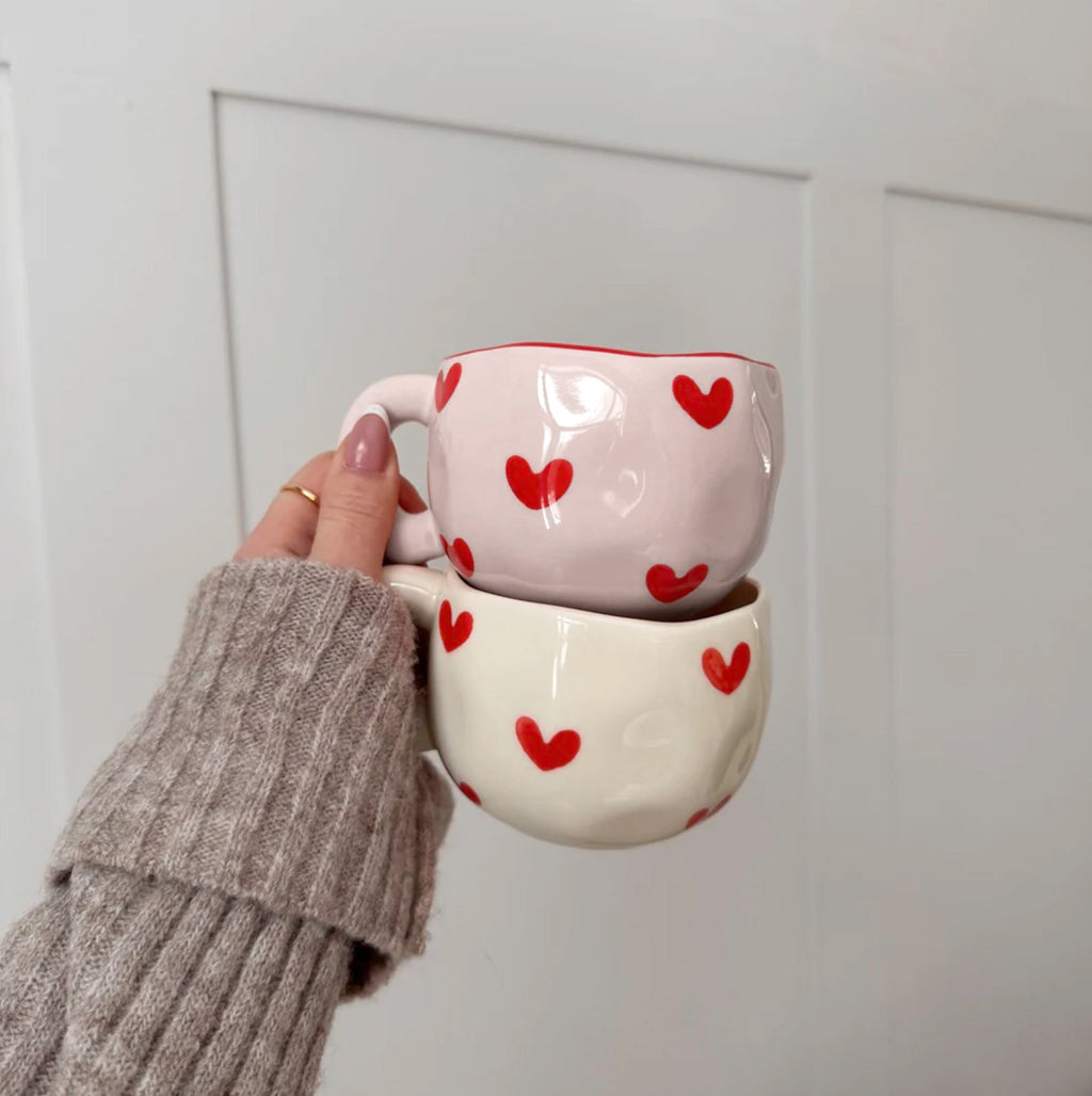 Taza de cerámica para hogar motivo corazones
