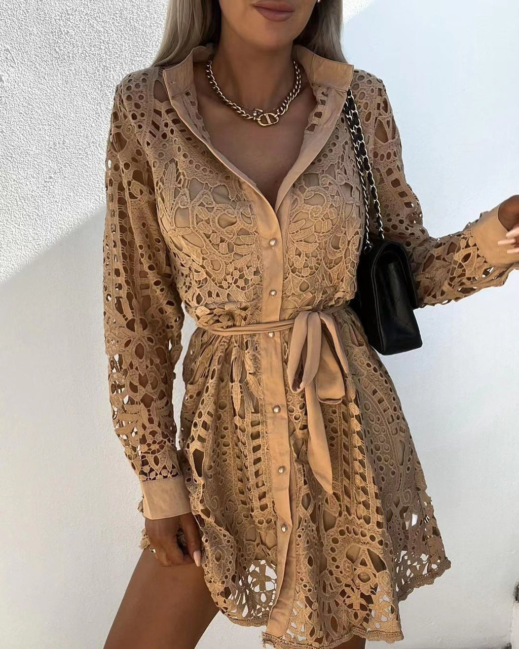 Hannah - Vestido camisero con lazada