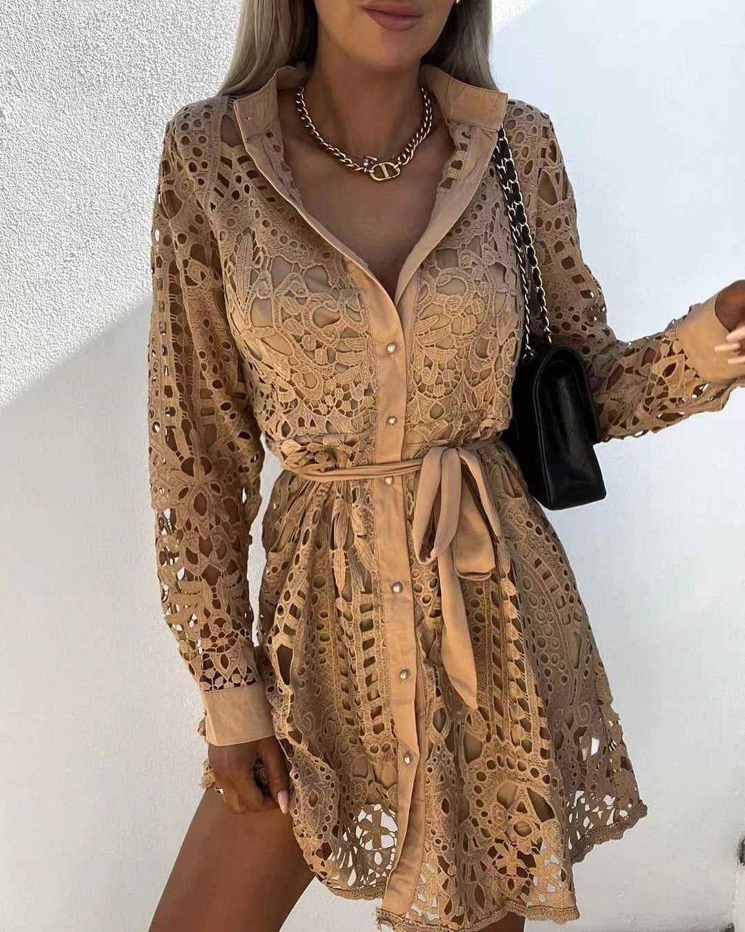 Hannah - Vestido camisero con lazada