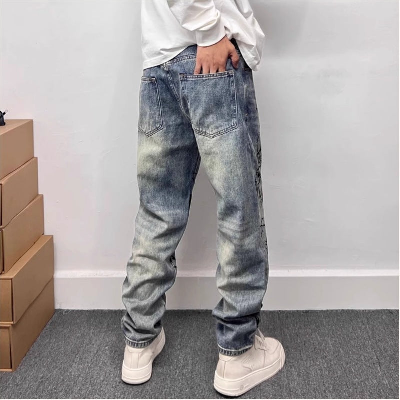 Pantalones vaqueros rectos con estampado gráfico - Halvard