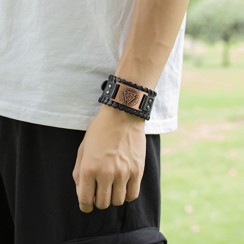 Pulsera Vikinga de Cuero Hombre - Leif