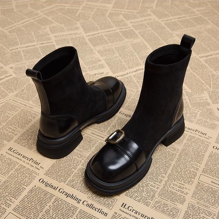 Botas de tobillo para mujer silueta ajustada hebilla decorativa - Rebeca