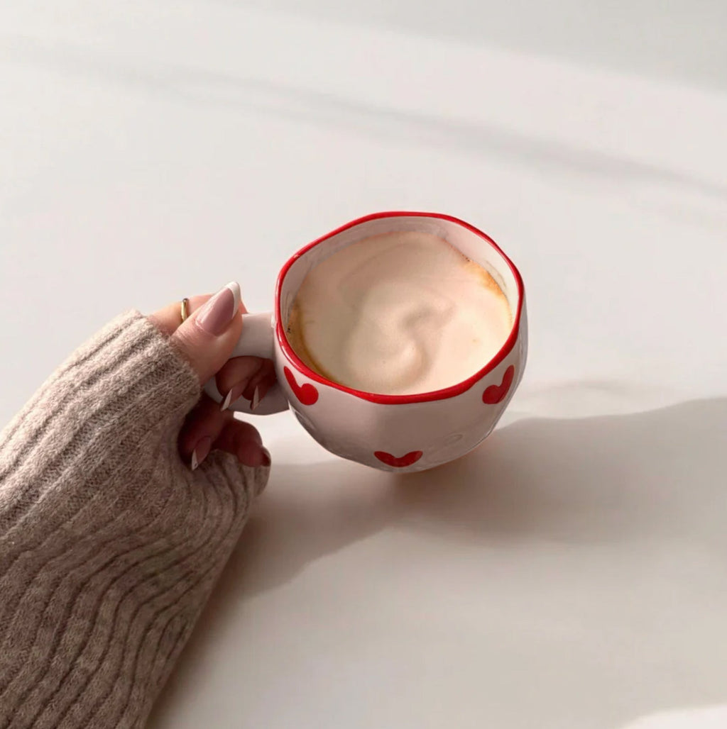 Taza de cerámica para hogar motivo corazones