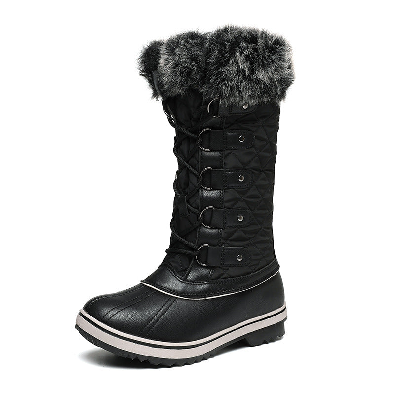 Botas planas de caña alta para mujer con ajuste de cordones - Aelira