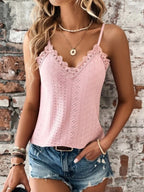 Susan - Camisa de mujer con cuello en V y encaje