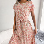 Vestido midi para mujer floral plisado estilo casual - Julieta