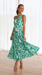 Cory - Vestido de un solo hombro con estampado floral