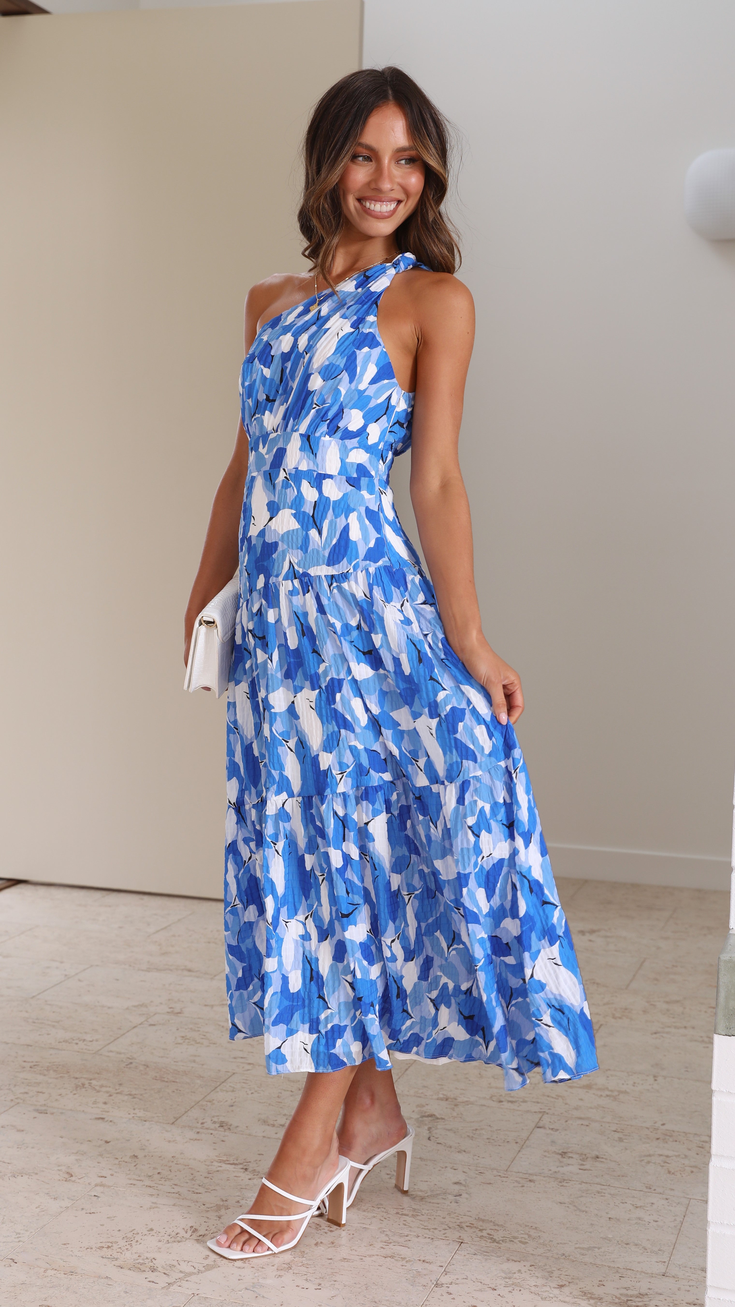 Vestido largo floral de un solo hombro para mujer - Jaisa
