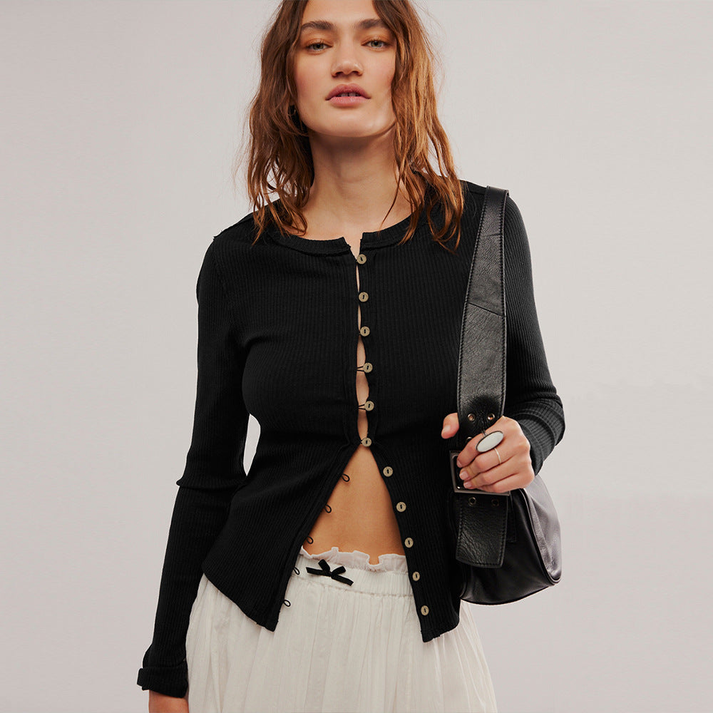 Cardigan para mujer efecto canalé con botones - Seliane