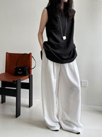 Blusa sin mangas mujer lino tencel estilo minimalista - Cécile