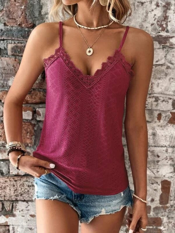 Susan - Camisa de mujer con cuello en V y encaje