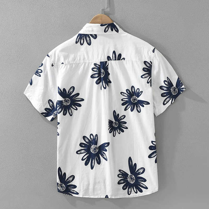 Camisa casual hombre algodón estampado floral manga corta - Rodrigo