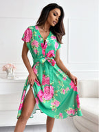 Vestido mujer estampado floral manga corta - Mirella