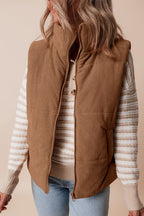 Chaleco acolchado de pana con cuello alto para mujer - Norayne
