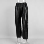 Pantalones para mujer de efecto piel con cordones en el bajo - Eirenne
