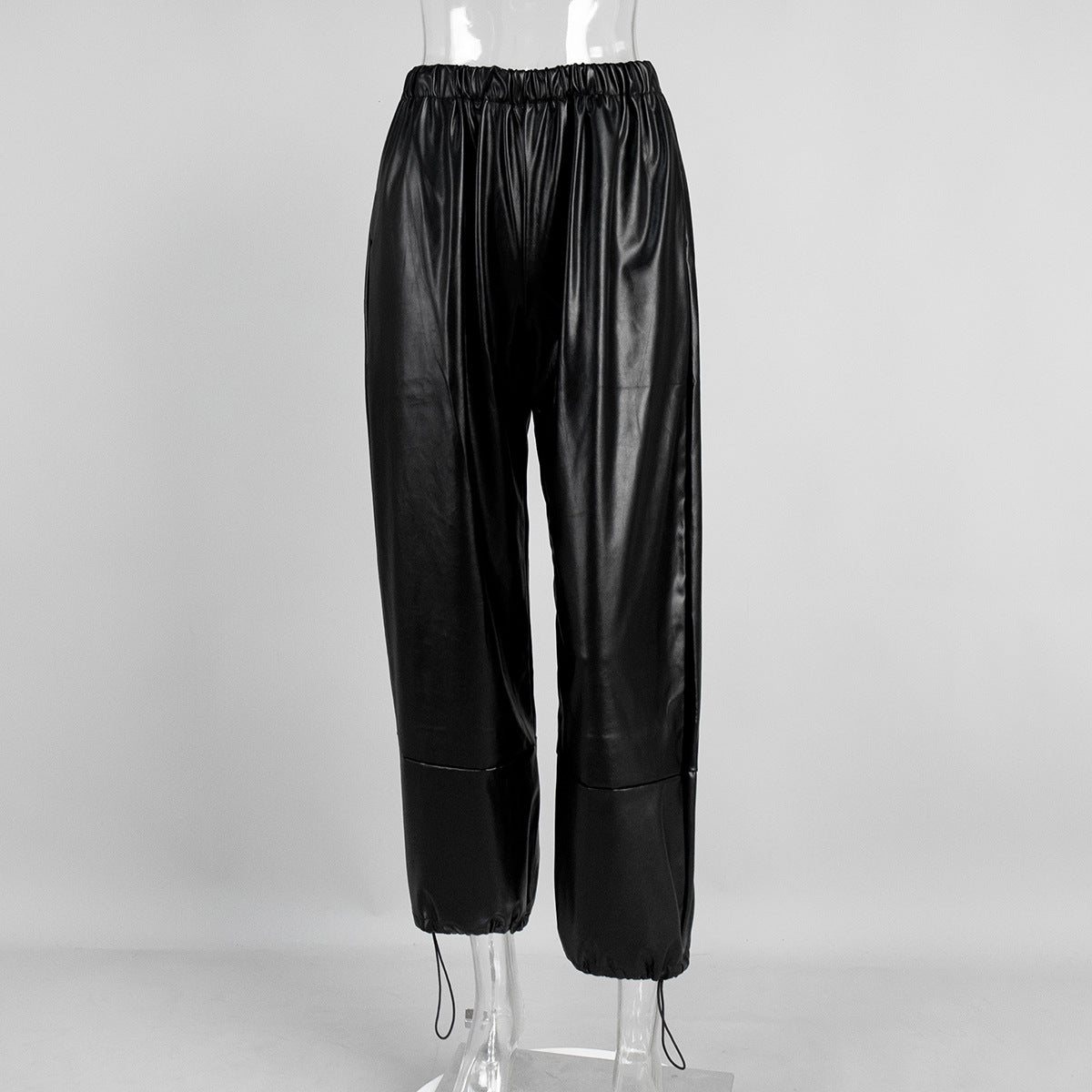 Pantalones para mujer de efecto piel con cordones en el bajo - Eirenne