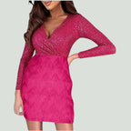 Carmel - Vestido de lentejuelas con escote en V