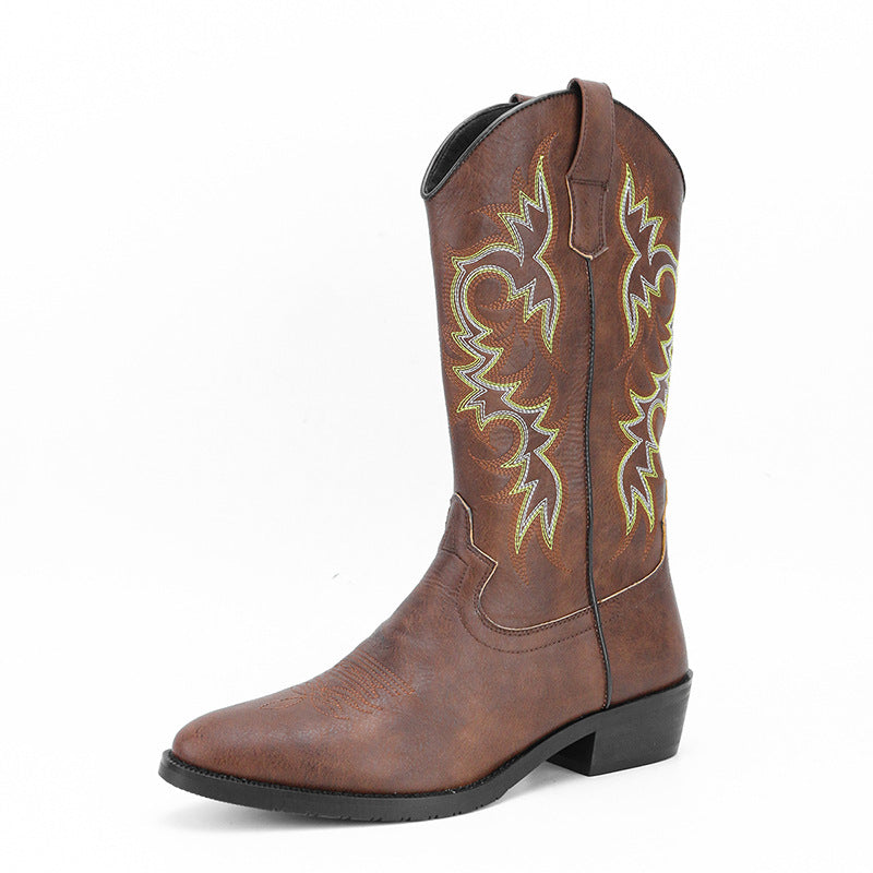 Botas altas bordadas para hombre estilo retro - Kervon