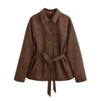 Chaqueta de ante con cinturon para mujer - Avelise