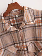 Chantal - Abrigo largo de cuadros para mujer, estilo otoñal, corte holgado