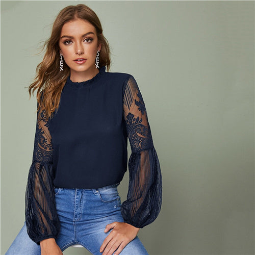 Dara - Blusa de encaje transparente elegante para mujer