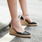 Sandalias para mujer de cuña yute correa tobillo estilo espadrille - Adriana