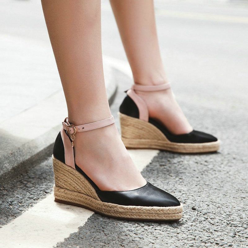 Sandalias para mujer de cuña yute correa tobillo estilo espadrille - Adriana