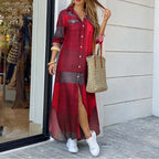 Vestido largo mujer camisero denim degradado con botones - Helena
