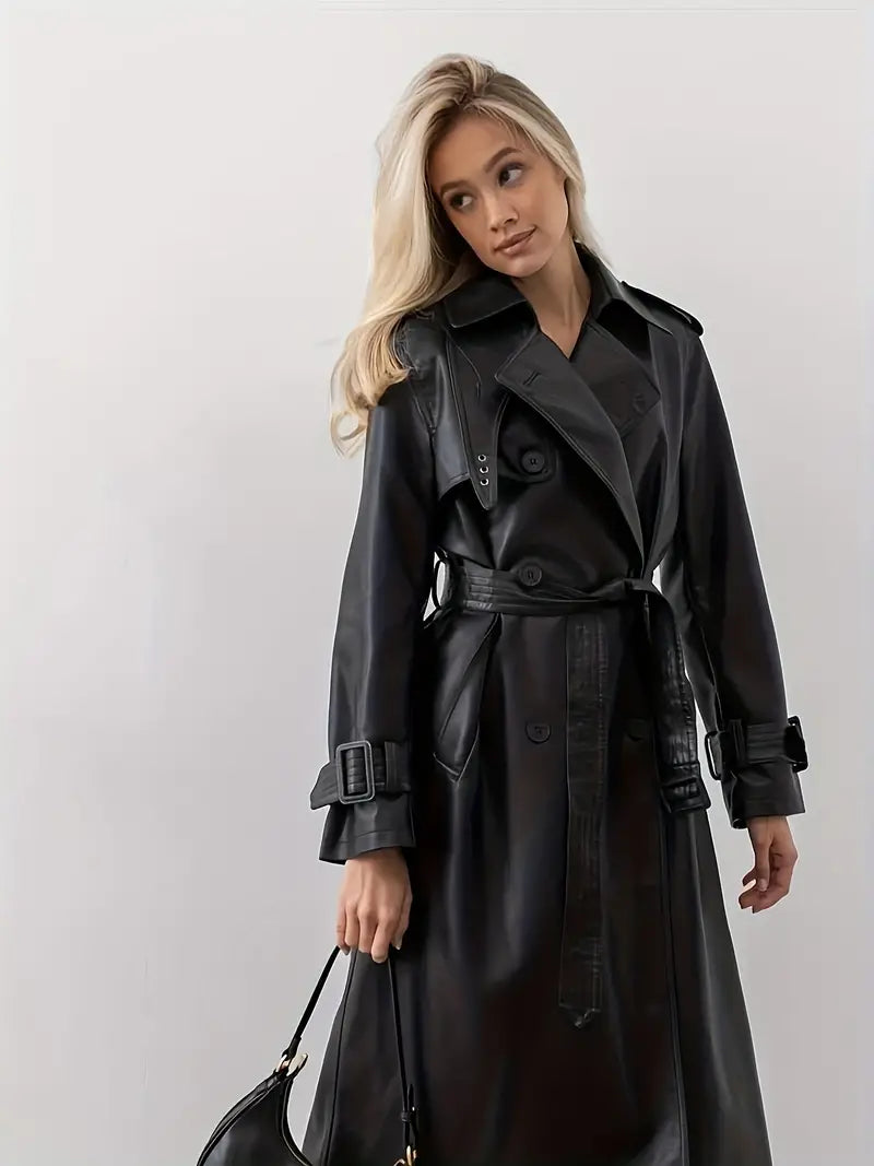 Gabardina de cuero con cinturón - Hayle