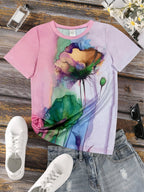 Fabienne - Camiseta con estampado floral y manga corta