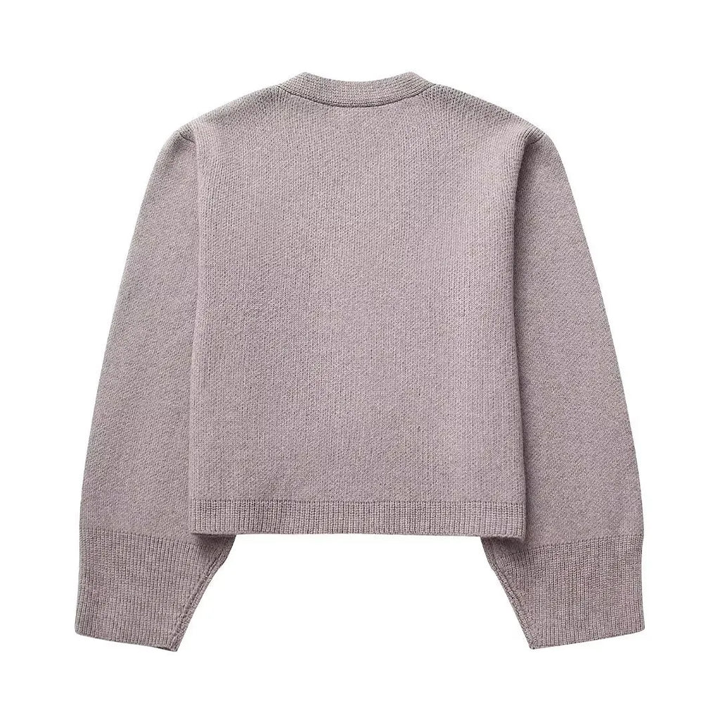 Loana - Cárdigan de punto con cuello en V y botones para mujer