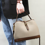 Bolso de hombro para mujer de piel texturizada bicolor estilo estructurado - Teresa