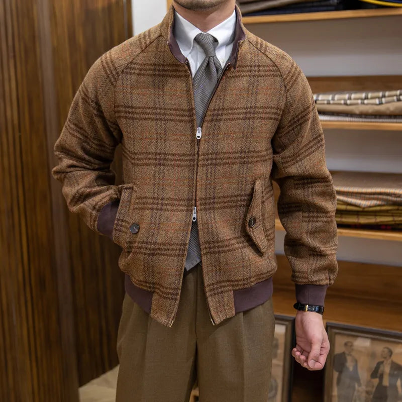 Iano - Abrigo Slim-Fit de cuadros con cuello alzado