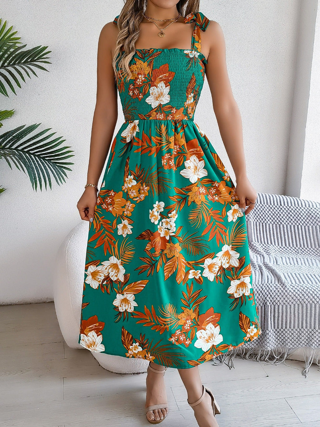 Vestido largo mujer tirantes estampado floral tropical - Kailani