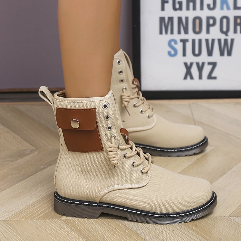 Botas para mujer de estilo urbano con cordones - Naelis