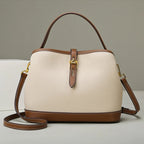 Bolso de hombro para mujer de piel texturizada bicolor estilo estructurado - Teresa