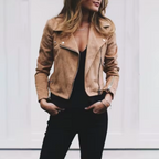 Chaqueta biker de ante con cremallera metalica - Samira