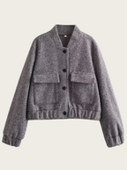 Chaqueta corta de lana gris para mujer - Mauwi