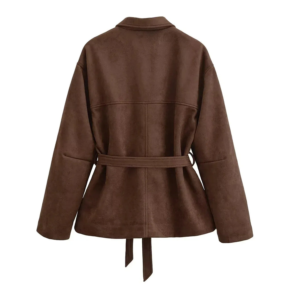 Chaqueta de ante con cinturon para mujer - Avelise