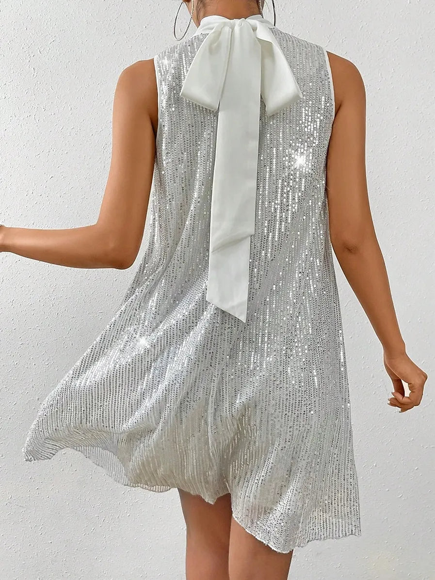 Vestido para mujer con lentejuelas y cuello alto - Lareine