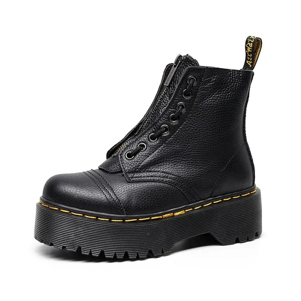 Leandra - Elegantes botas con plataforma de piel para un look de tendencia