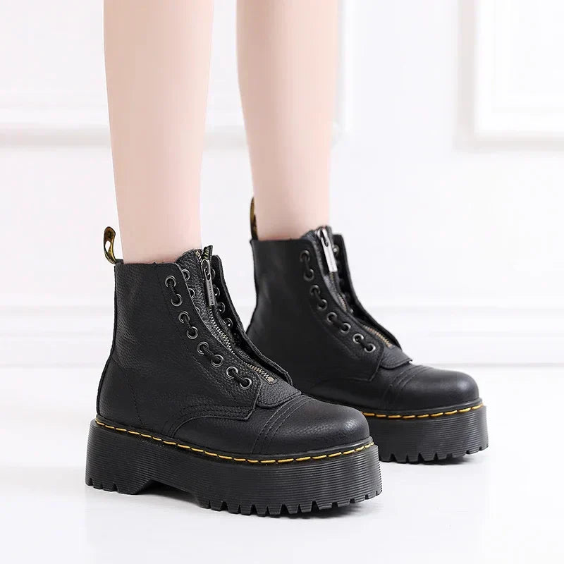 Leandra - Elegantes botas con plataforma de piel para un look de tendencia