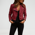 Chaqueta biker de ante con cremallera metalica - Samira