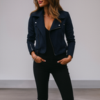 Chaqueta biker de ante con cremallera metalica - Samira