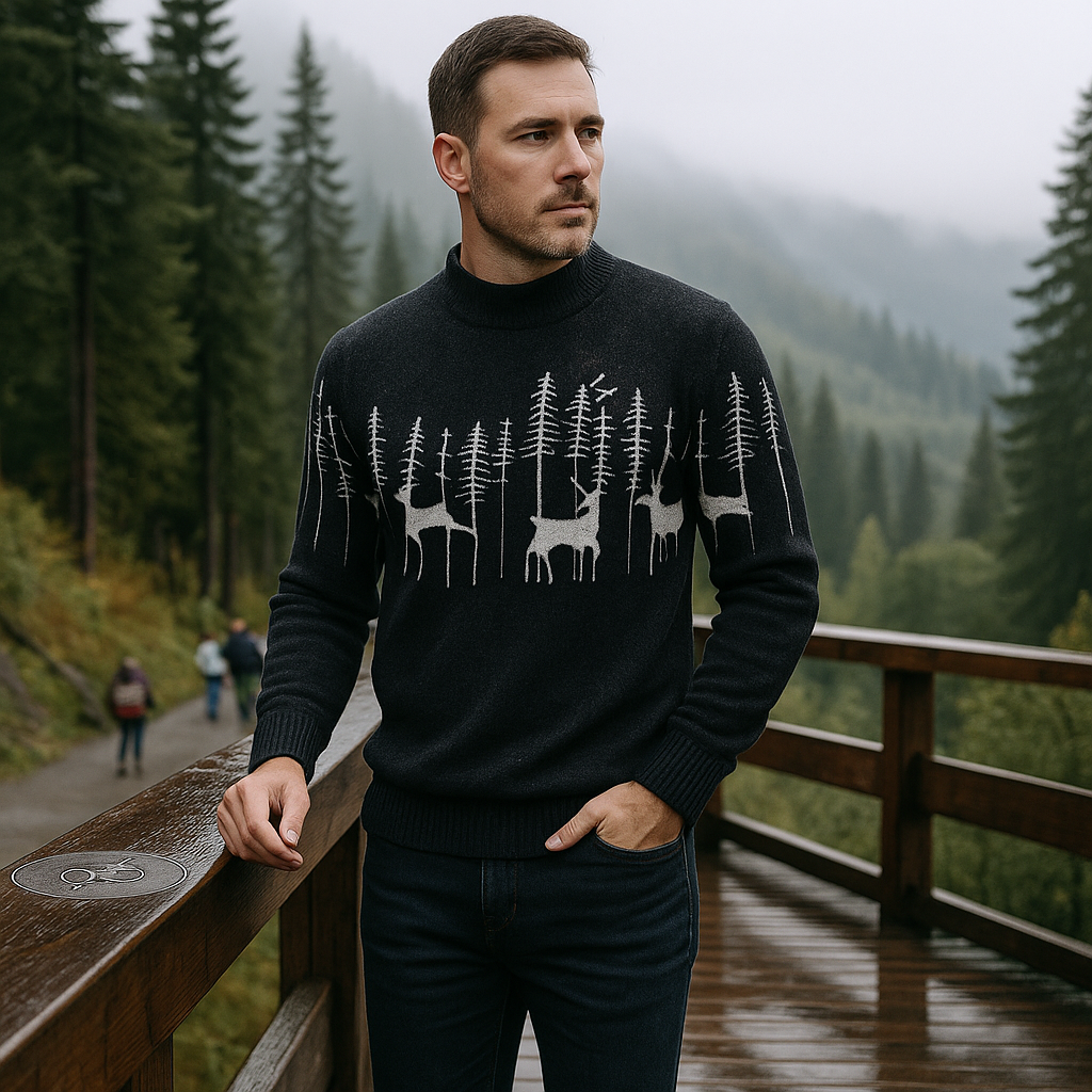 Suéter para hombre cuello alto motivo invierno - Erland
