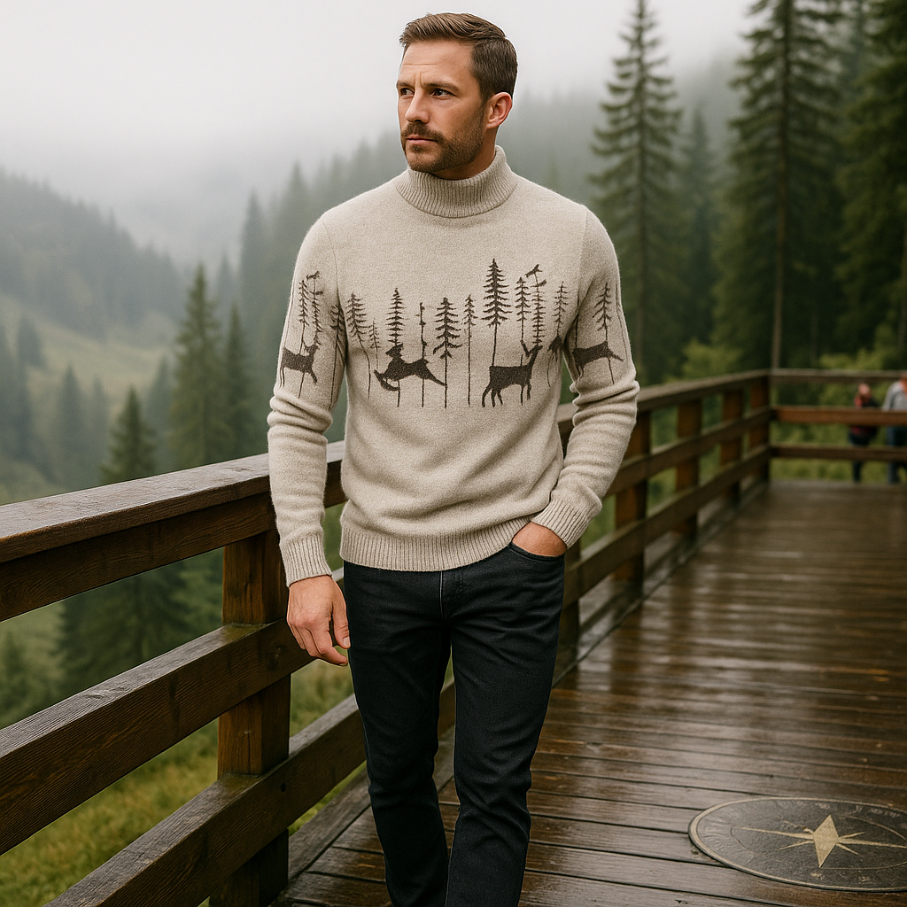 Suéter para hombre cuello alto motivo invierno - Erland